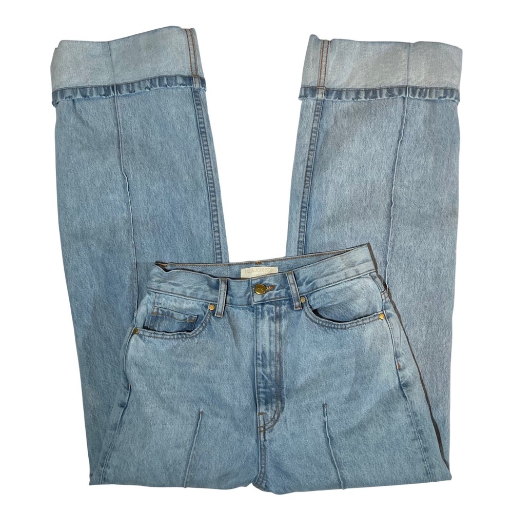 Ulla Johnson The Genevieve Jean Size 27 Wide Leg Glacier Wash Cuffed Hem